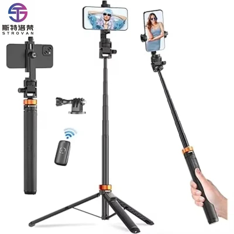 Nuovo telecomando portatile 2 in 1 selfie stick treppiede selfie stick allungabile con telecomando wireless e supporto per treppiede selfie stick
