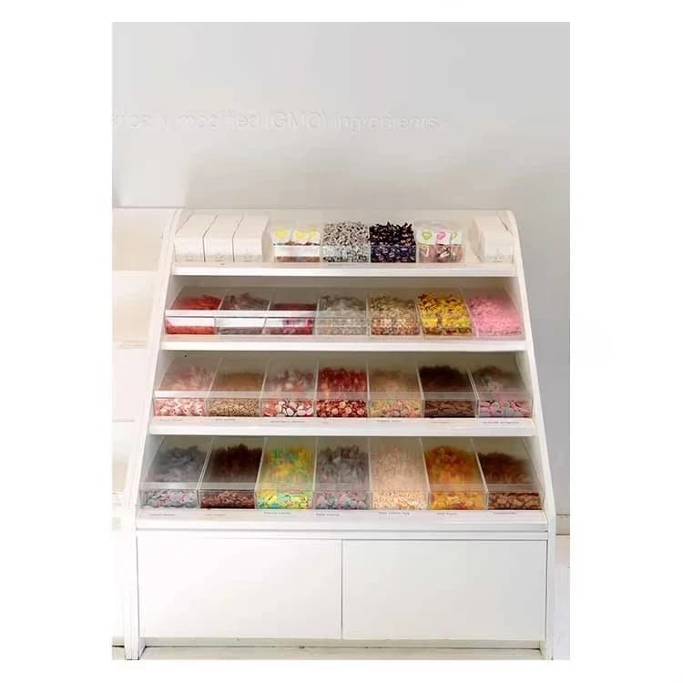 Dispenser per la raccolta e la miscelazione di mobili per negozio di dessert Porta pattumiera in acrilico Scaffali per esposizione di caramelle sfuse