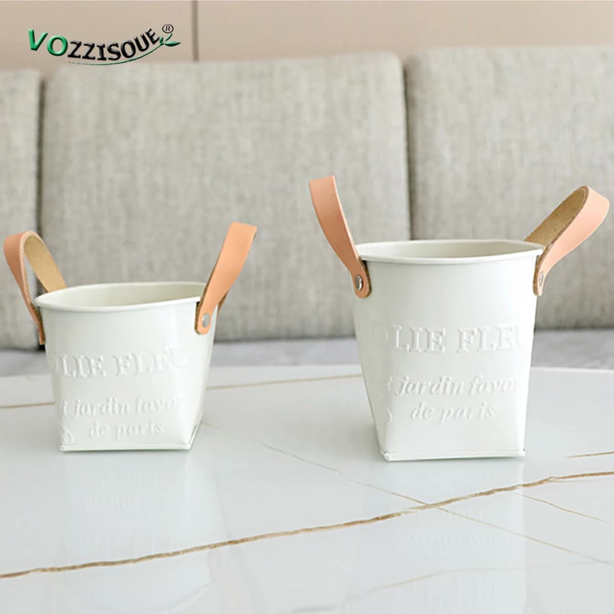 HOT American Countryside Retro Style Leather Handle Iron Letters Steel Stamp Flower Pot Garden Succulent Planting Decorative Pot