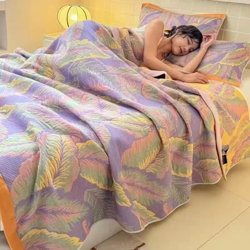 6-Layer Muslin Blanket Queen Size, Lightweight Summer Cotton Throw Blanket for Couch, Breathable Bed Cover, Soft Cooling Blanket