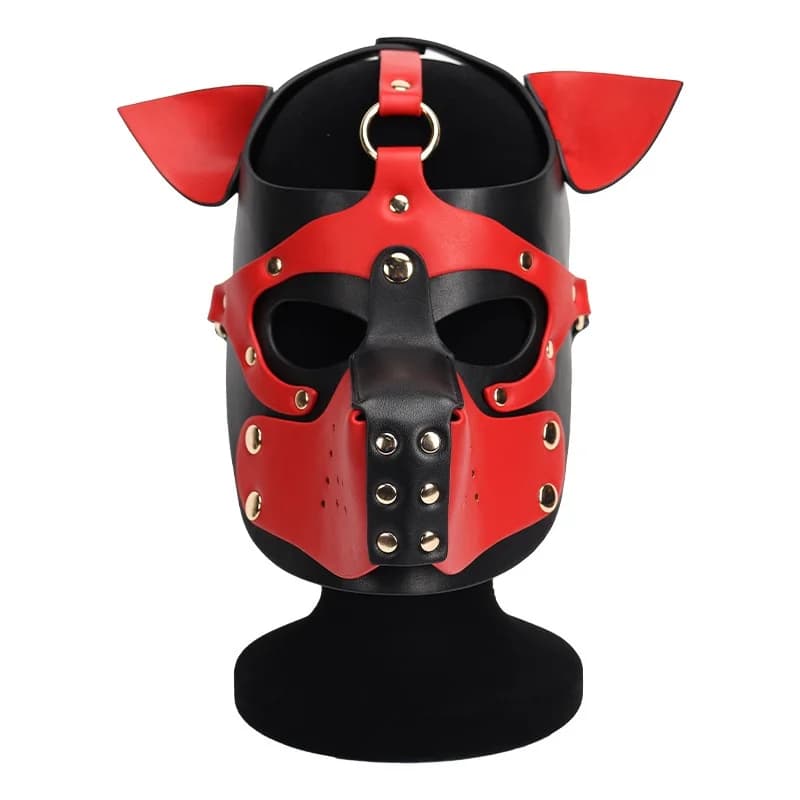 Costumi fetish cosplay di cuccioli di grandi dimensioni nuovi sexy di imbracatura in pelle maschera per cappuccio a testa intera con orecchie per uomini donne giochi di ruolo per cani