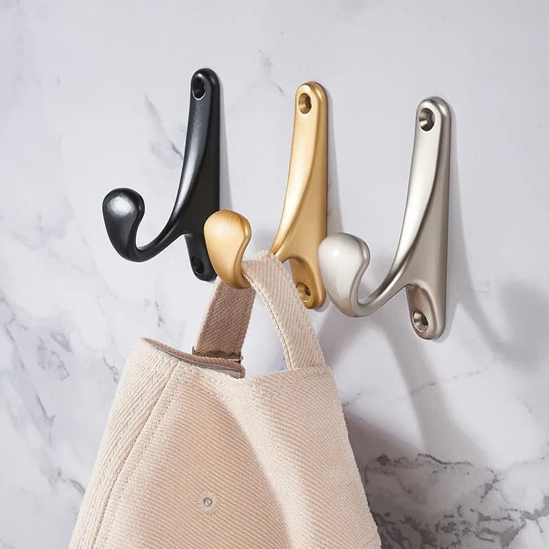 2PC Vintage Clothes Hangers Zinc Alloy Wall Hook Cloth Coat Hat Hanging Hooks Bathroom Robe Hangers Kitchen Hook Racks With Scre