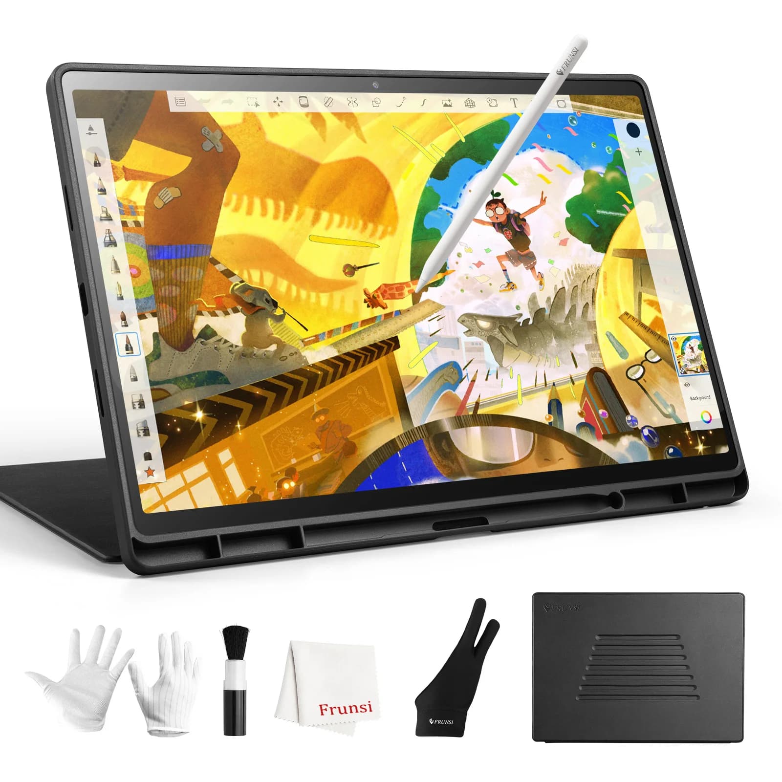Tavoletta Grafica Autonoma Frunsi T14, Nessun Computer Necessario, Tablet Android 15 da 14 Pollici con Display FHD 2000*1200, Monitor da 10000mAh per Artisti