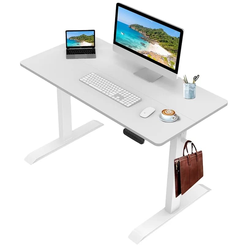 Double Motor Electric Height Adjustable Stand Desk Portable Monitor Office Furniture Desk With Seat Support