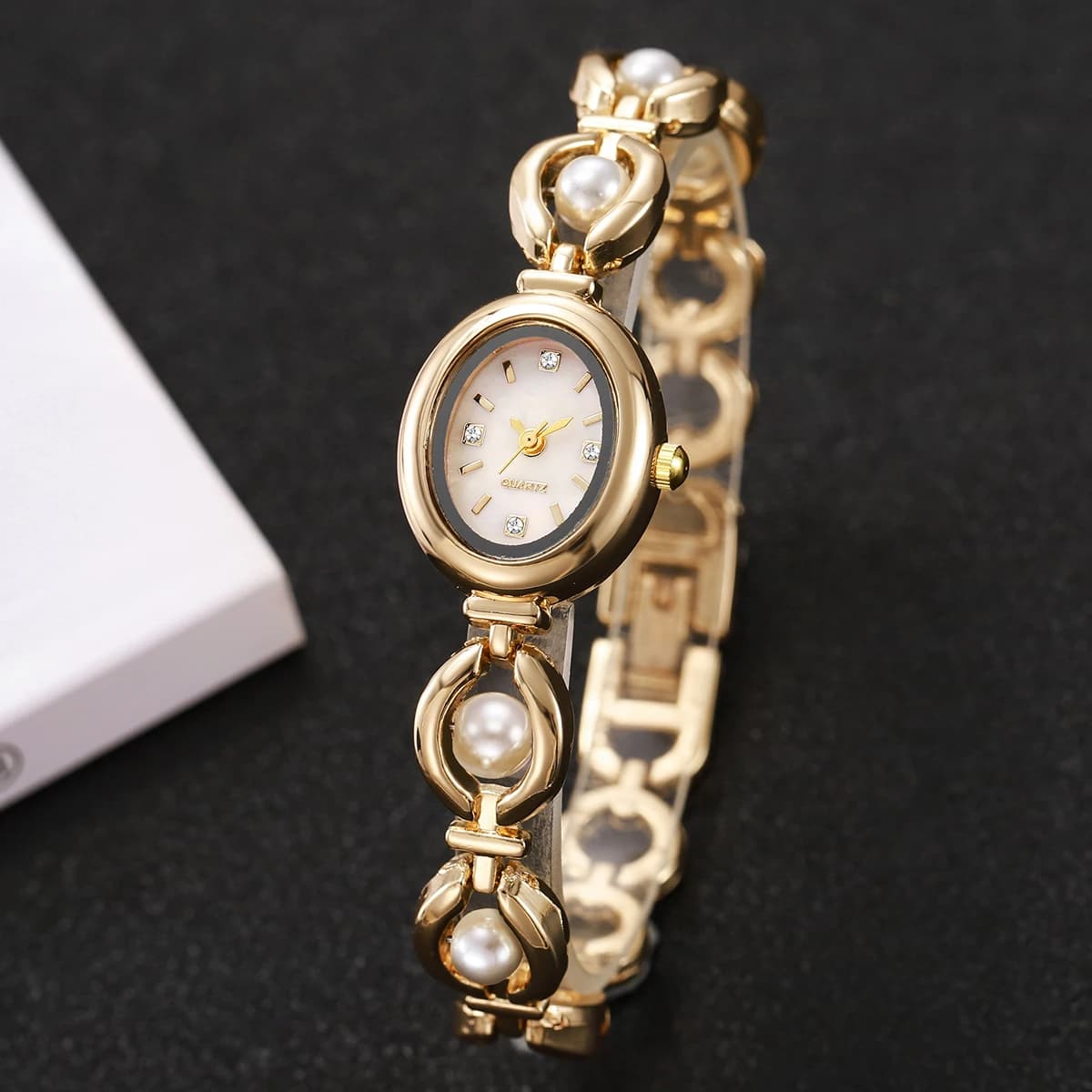 Orologi Eleganti da Donna, Bracciale con Perle alla Moda, Orologio da Polso al Quarzo per Signore, Reloj Mujer, Orologio da Ragazza, Regalo (Senza Scatola)