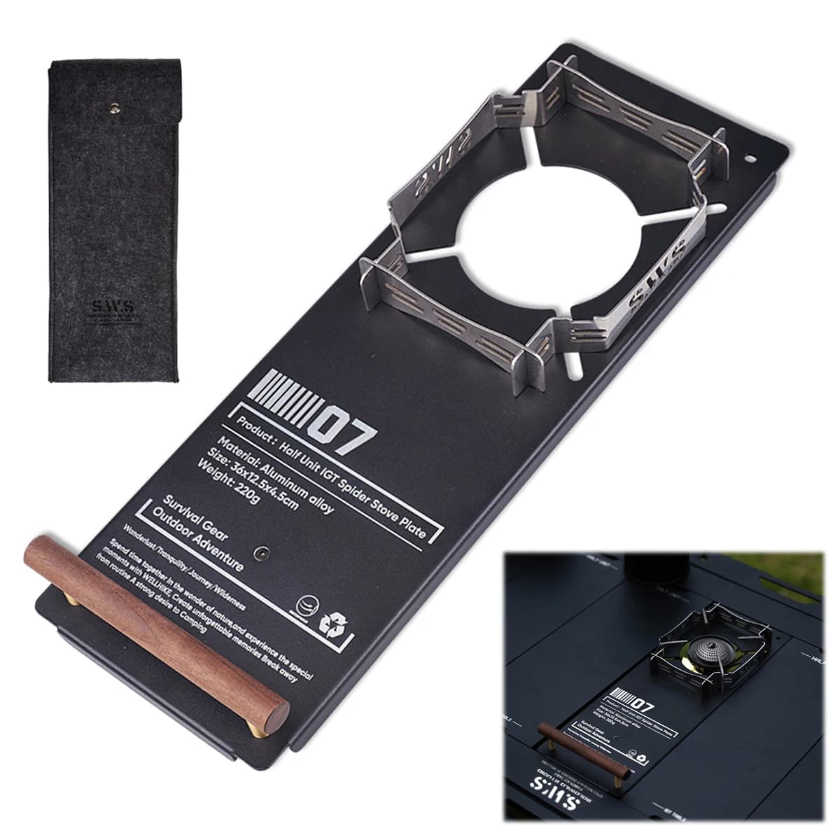 Outdoor SWS Half Unit IGT Spider Stove Plate Camping IGT Table Board with Spider Stove Rack Camping Stove IGT Table Plate