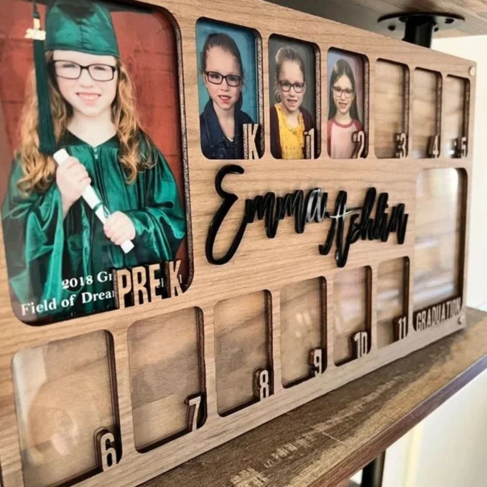 Wooden School Picture Frame Wall-Mounted Pre-k-12 Graduation School Photo Frame Handmade Graduation Picture Frame Party Decor