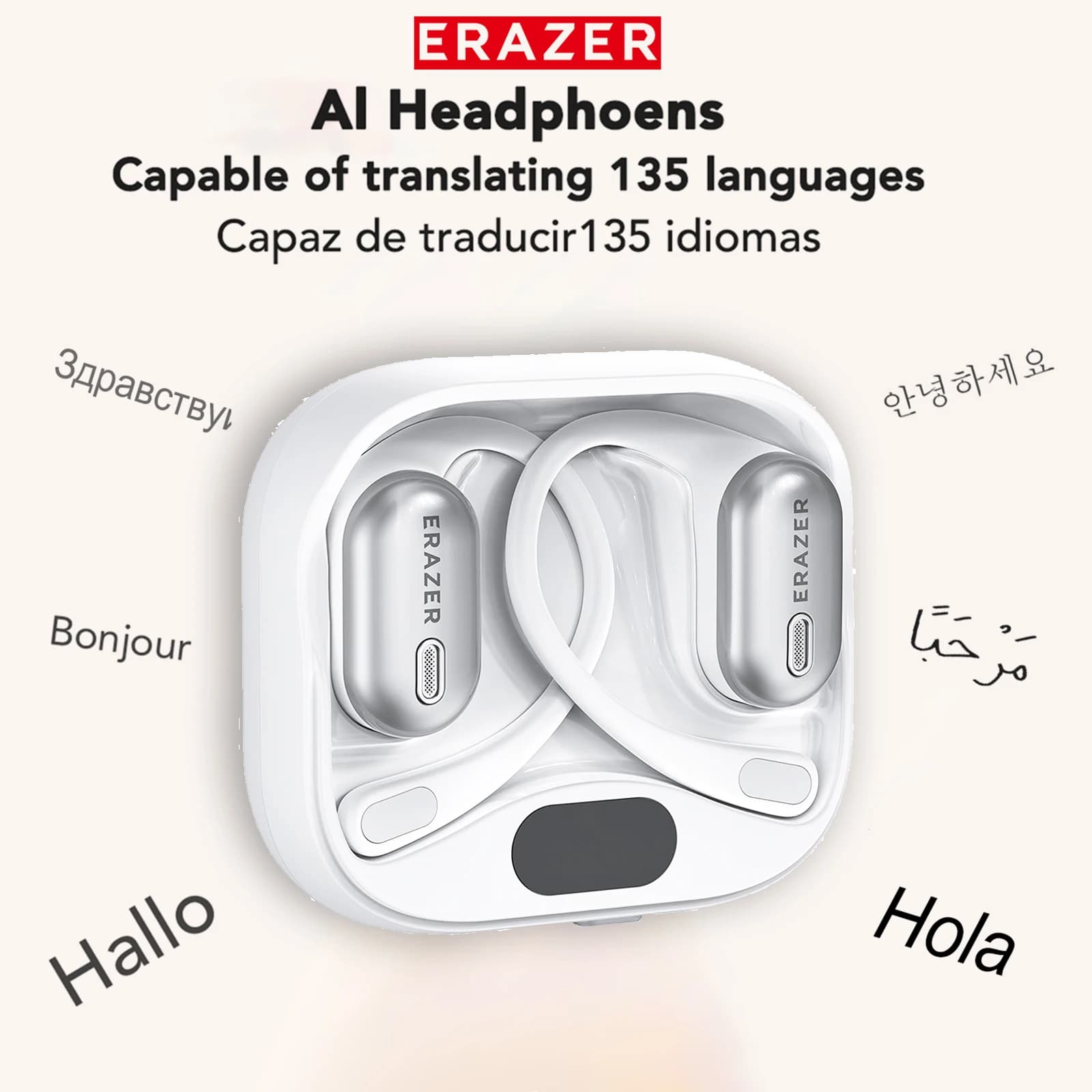 [Bluetooth V6.0] ERAZER XF53 Wireless Bluetooth Headphones Open Sports Headphones Auxiliary Translator AI Soft Ear Hook Not In-ear