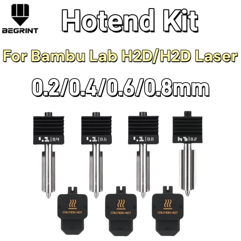 Hotend Anti-Jam ad Alta Precisione per Bambu Lab H2D, Ugello Originale in Acciaio Temperato 0.2-0.8mm, Resistente alle Alte Temperature, Ricambi per Stampanti 3D