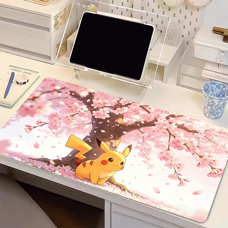 Tappetino per mouse rosa pastello Sakura Pikachu Tappetino da scrivania per gaming Accessori per laptop Anime Pokemon Gamer Mousepad Decorazione per sala e-sport
