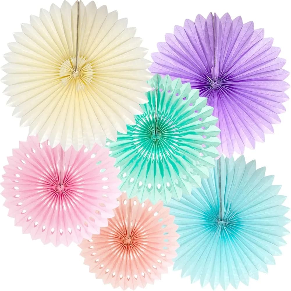 Ventagli di carta arcobaleno pastello Decorazioni per feste Gelato colorato Macaron pasquale Appeso a parete Rosa chiaro Blu Viola Menta Pesca