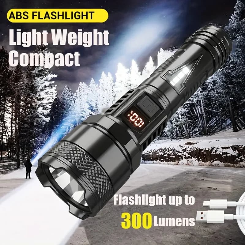 Torce a LED ad alta potenza potente Torcia tattica ricaricabile USB Faretti di emergenza Jetbeam telescopico Torcia a batteria incorporata