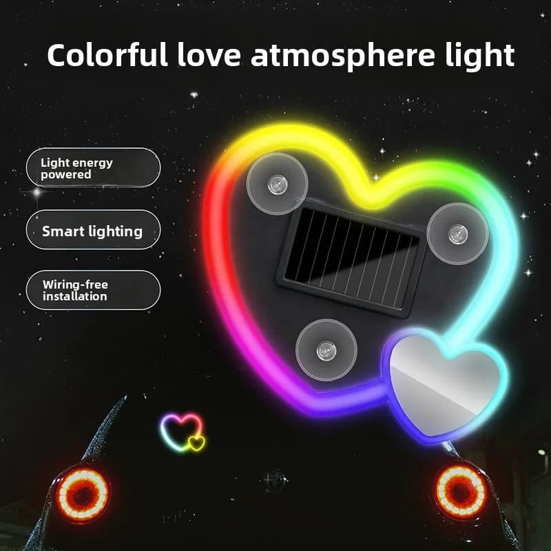 2026 Love Car Luci ambientali Triangolo solare Finestra Illuminazione incandescente intelligente Finestra Ventosa sottovuoto Flash LED Luce d'atmosfera