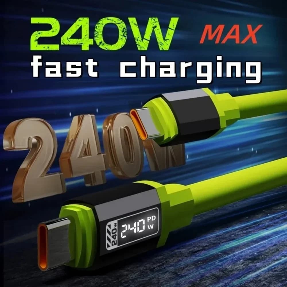 Doppio display di alimentazione USB C Cavo di ricarica rapido da USB tipo C a tipo C da 240 W 1,5 m per Huawei Xiaomi Samsung OPPO VIVO