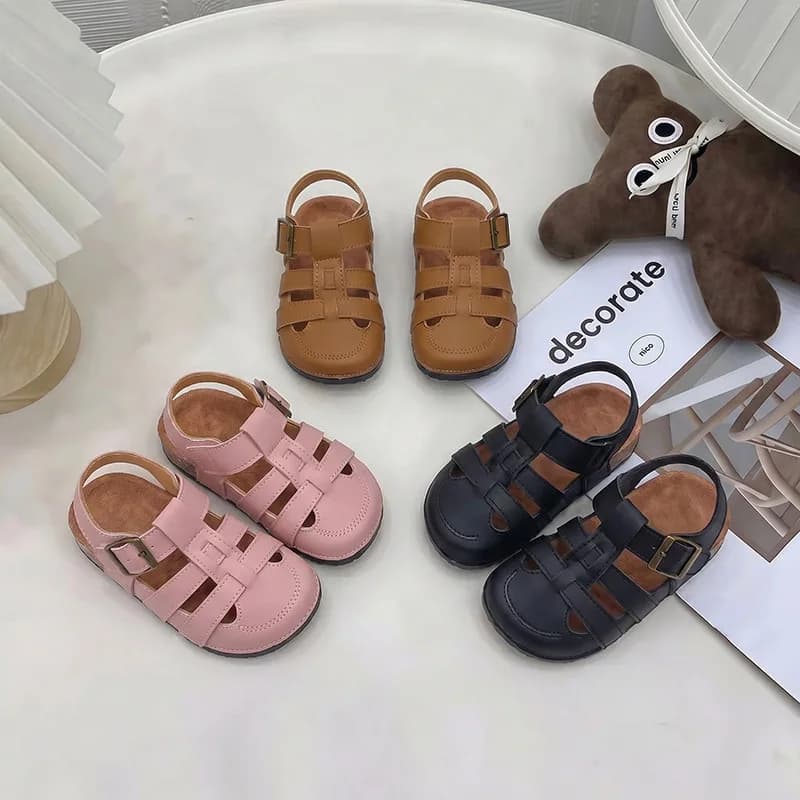 Kids'Casual Sandals Summer Fashion Outdoor Soft Bottom Children Breathable Anti-slip Beach Shoes Black Khaki Shoes Size 23-36