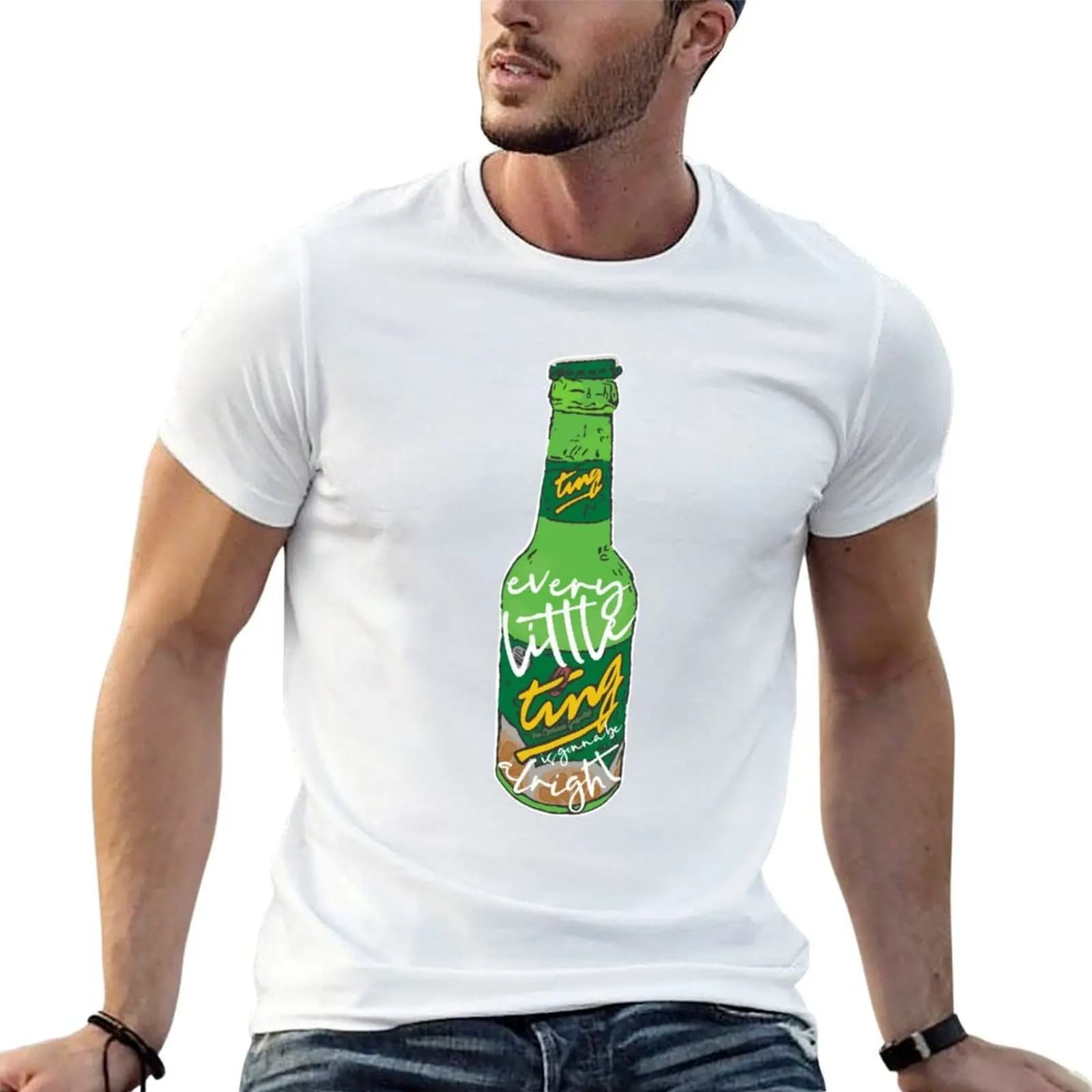 T-shirt con stampa 'Every Little Thing Is Gonna Be Alright', magliette divertenti in cotone da uomo, t-shirt slim fit divertenti da uomo