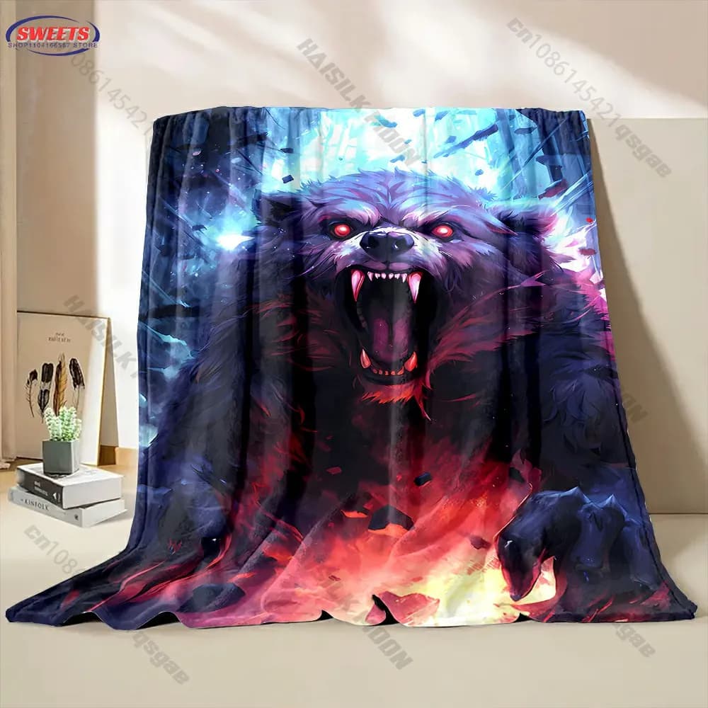 Coperta accogliente a tema orso selvaggio, decorazione per divano, soggiorno, camera da letto, per bambini e adulti, regalo squisito