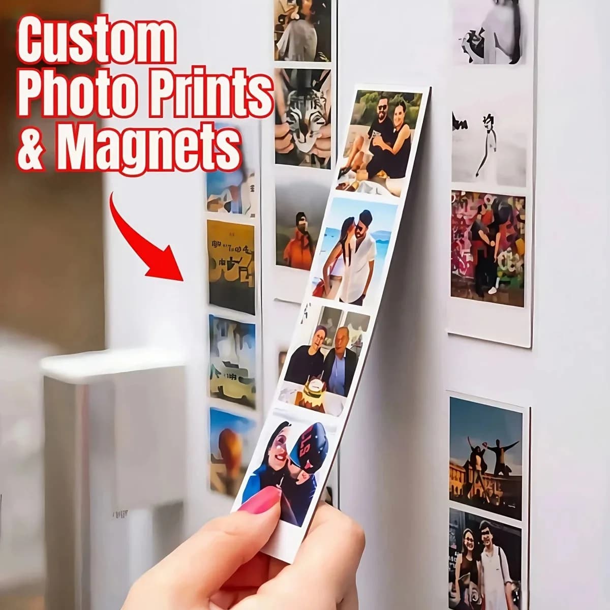 Custom Photo Strip Fridge Magnet Personalized 4 Photos Polaroid Picture Magnet Family Couple Memory Keepsake Gift Home Decor