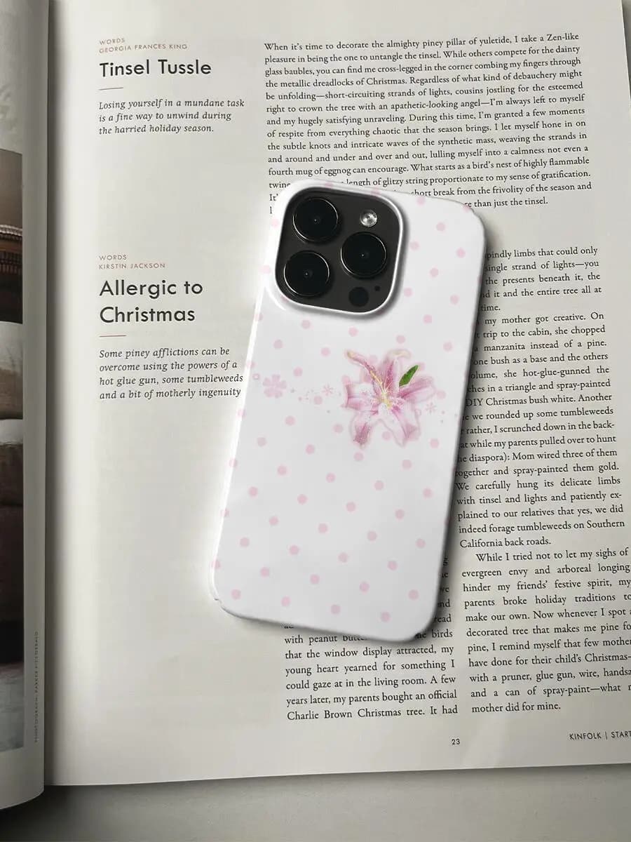 Sweet Pink Trendy Wave Dots English Flower Phone Case for iPhone 17 Air 16 E 15 14 13 12 11 Pro Max XSMax 7 8 Plus Glossy Cover