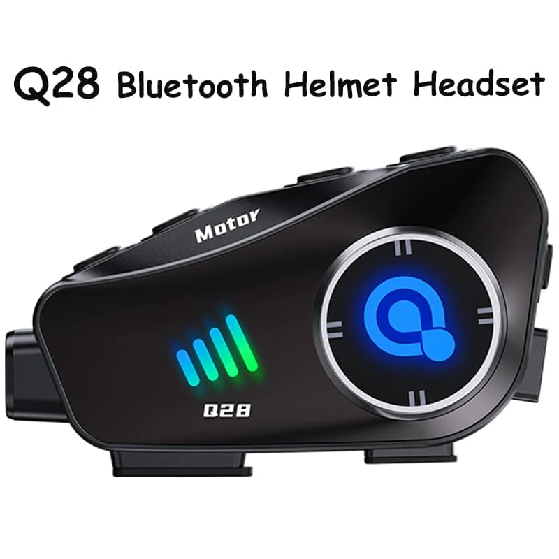 Q28 Auricolare per casco da motociclista Bluetooth con telecamera da cruscotto Registrazione walkie-talkie 1080P per la guida Audio video ad alta definizione