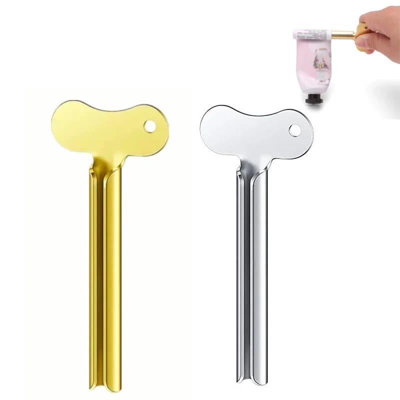 1 pz spremi dentifricio in acciaio inossidabile detergente viso dispenser dentifricio spremiagrumi tubo rotante strumenti da bagno in metallo