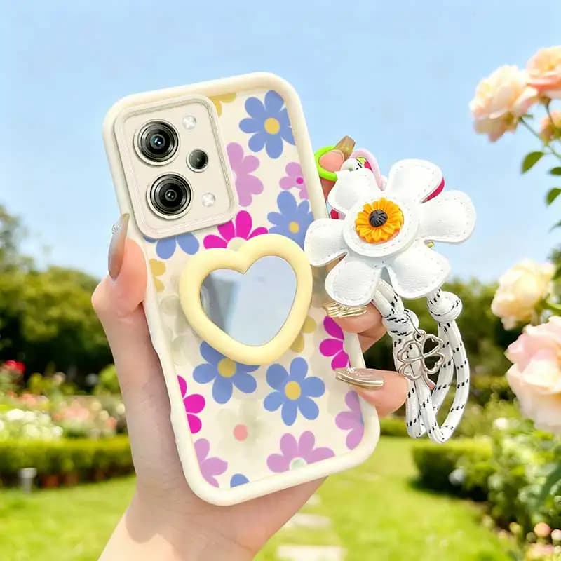 3pcs(Cartoon flower Phone Case+Lanyard+Craft Embellishments)For Redmi Note12R/Note12S/Note 12 Pro/Note12 Phone Case