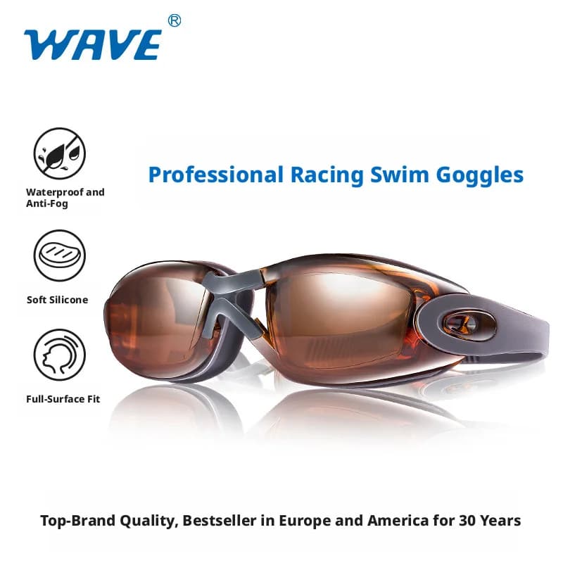 WAVE Professional Racing Swim Goggles for Adults Fashionable Electroplated Design Waterproof Anti-Fog for Training And Competiti