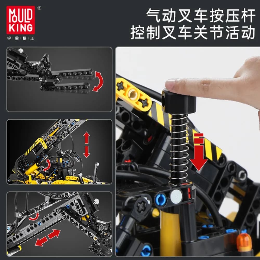 Kit di Costruzione Carrello Elevatore Idraulico 803 Pezzi, Modello Ingegneristico con Braccio Telescopico Pneumatico per Adulti e Appassionati STEM