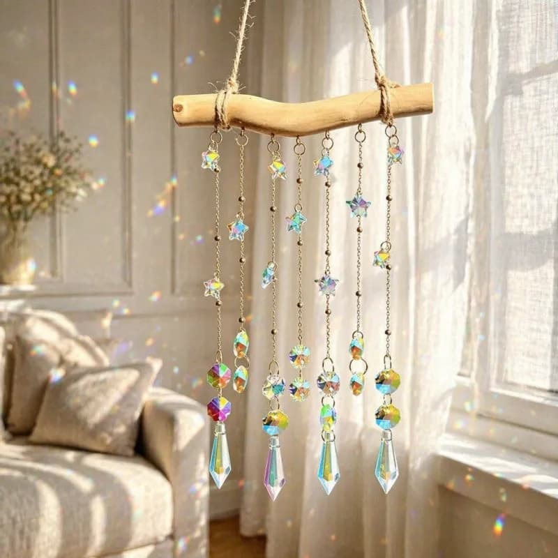 Artificial Star Crystal Prism Suncatcher – Exquisite Suncatcher Wind Chime Decor for Outdoor Gardens, Balconies, and Patios