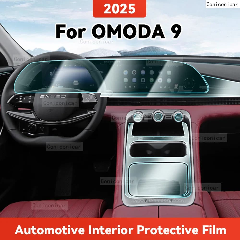 TPU per OMODA 9 2025 Pellicola protettiva trasparente Interni auto Pannello di navigazione di controllo centrale Adesivo automatico