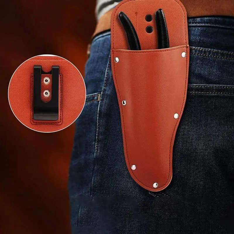 Gardening scissors Skin case with clip Leather sheath Hand-powered shears pocket for belt shears Portable garden scissors for women