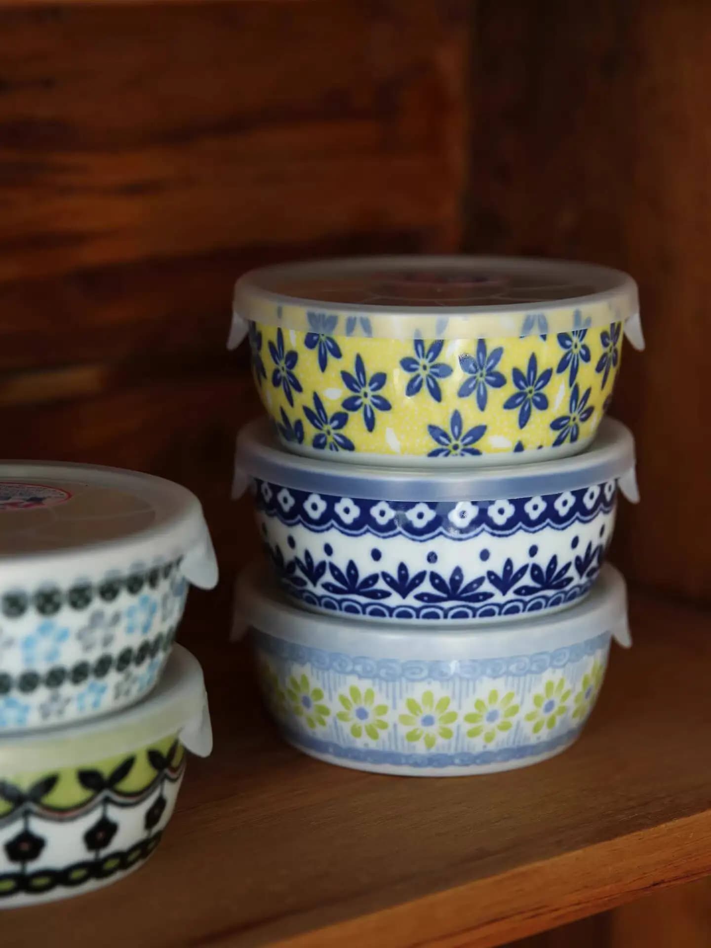 Contenitore per Alimenti Giapponese Mino Ware con Coperchio, Ciotola Rotonda in Ceramica per Snack, Scatola per Conservazione