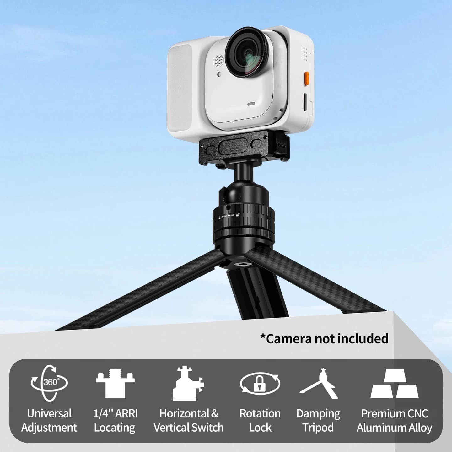 Snail Head Mini Tripod Handle 1/4” Screw ARRI Positioning 4kg Load for GoPro 13 Insta360 X5 X4 X3 DJI Action 6 5 4 Action Camera