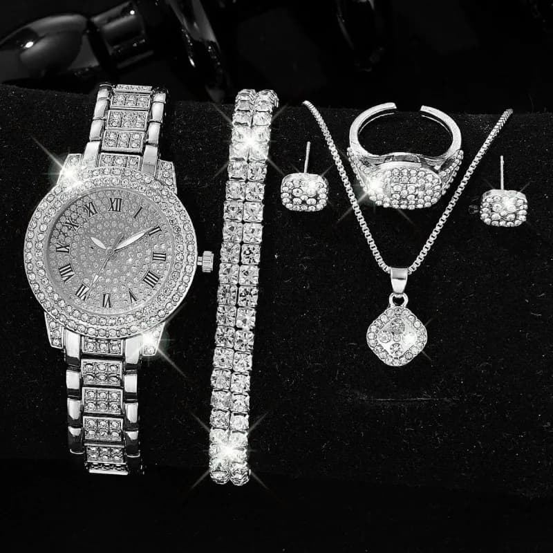 Orologio da donna in oro di lusso Orologio da polso da donna al quarzo con diamanti alla moda Orologio da polso femminile elegante Set Reloj Mujer