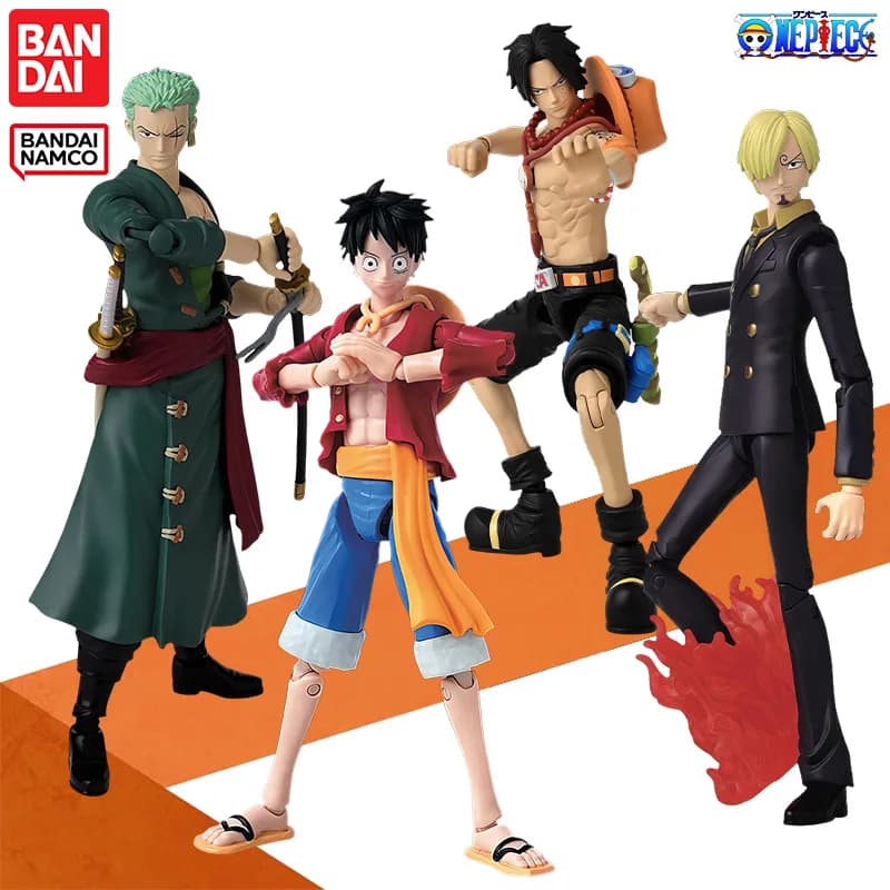 Genuino Bandai ONE PIECE Anime Heroes Monkey D Luffy Sanji Roronoa Zoro Ace Action Figure Collection Modello Giocattolo Regalo di compleanno per bambini