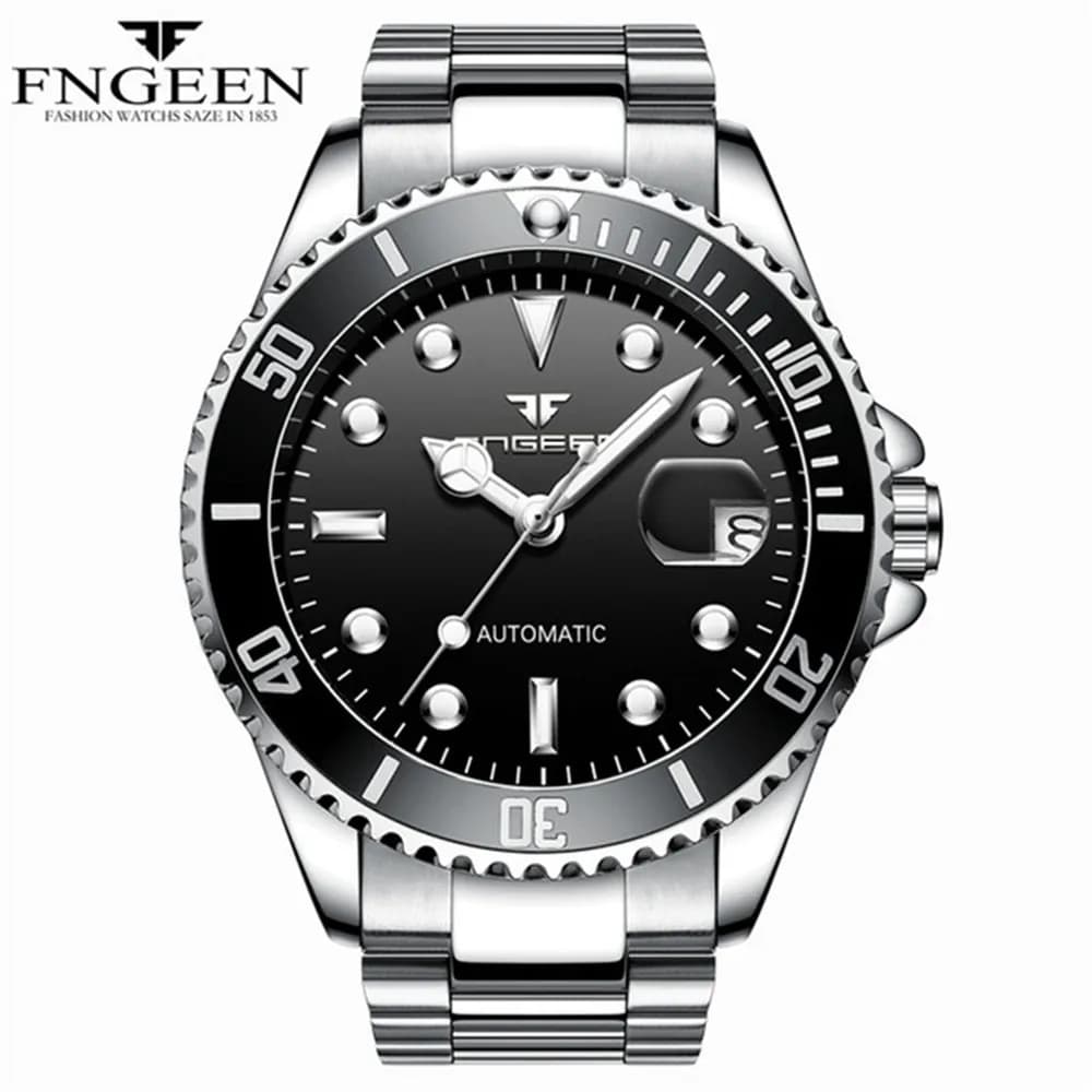 FNGEEN 9001 Orologio da uomo di marca di lusso in acciaio Tourbillon scheletro orologi meccanici luminoso automatico data orologio da polso con diamanti