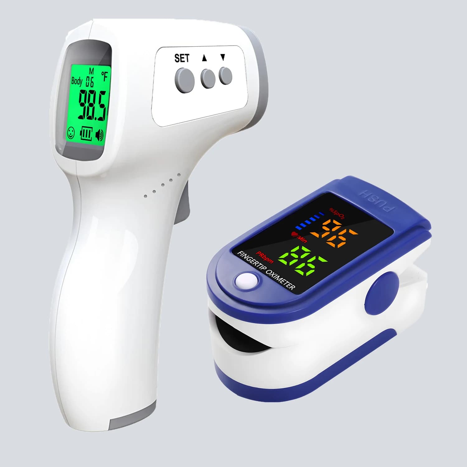 Medical level contactless infrared thermometer and oxymeter | Ear and body temperature measurement | For domestic use for infants and adults