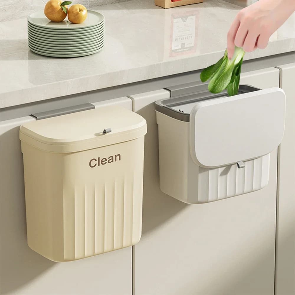 Cestino per Rifiuti da Cucina a Parete con Coperchio, Bidone per Spazzatura da Appendere Sotto il Lavello, Contenitore per Compost 8.5/12L