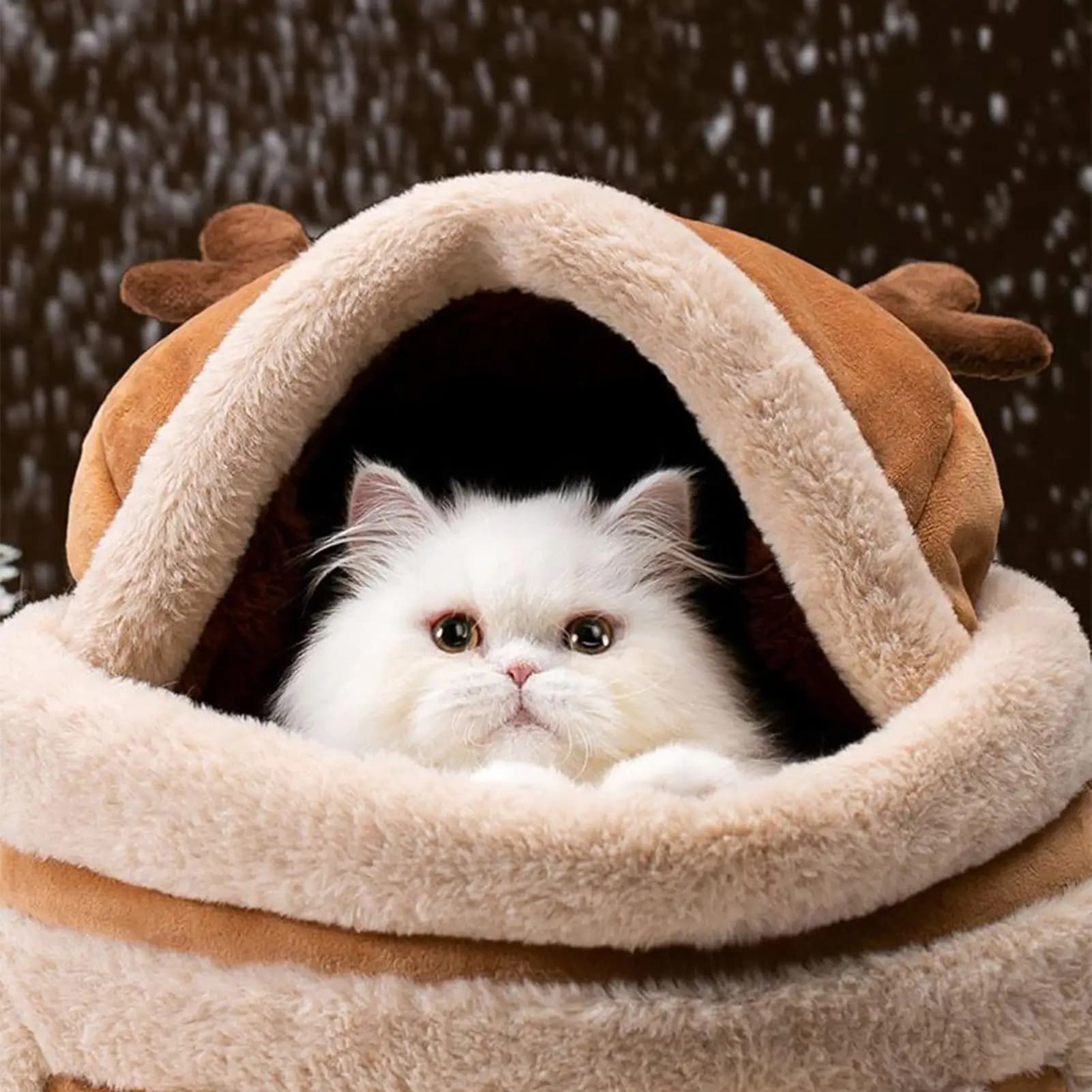 Borsa da trasporto per cani Borsa per animali domestici a forma di alce in peluche Zaino in uscita per cuccioli invernali per viaggi Escursionismo Aereo all'aperto Campeggio Interno Inverno