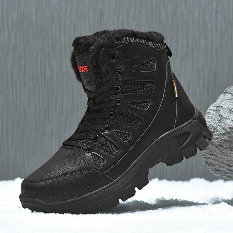Stivali da neve da uomo Scarpe da trekking antiscivolo calde in peluche invernale Stivali casual da uomo in gomma resistenti all'usura, comodi e alti
