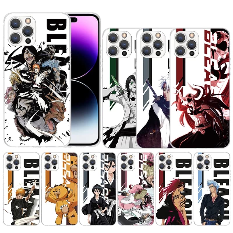Anime Bleach Ichigo Kenpachi Soft Cover for iPhone 16 17 Air 15 14 Pro Max 16E Phone Case 17E 13 Mini 12 11 7 SE Print Pattern F