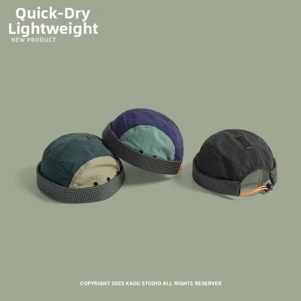 Casual Quick-drying 5-panel Cap Adjustable Solid Color Beanies Hat Anti-UV Brimless Cap Men