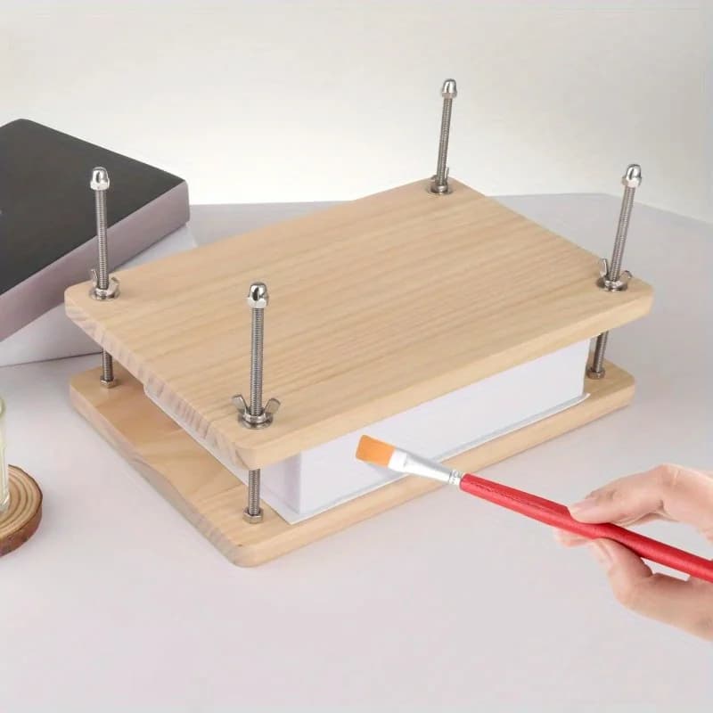 1 set Pressa per libri in legno Strumenti per rilegatura Pressa da tavolo a pianale per la graffiatura Etichette per biglietti d'auguri Rilegatrice in legno massello da cucina