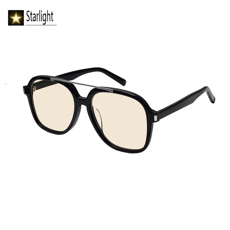 Occhiali da sole oversize in acetato a doppia montatura, da uomo e donna, stile pilota, protezione UV400, per esterni, classici, 148mm