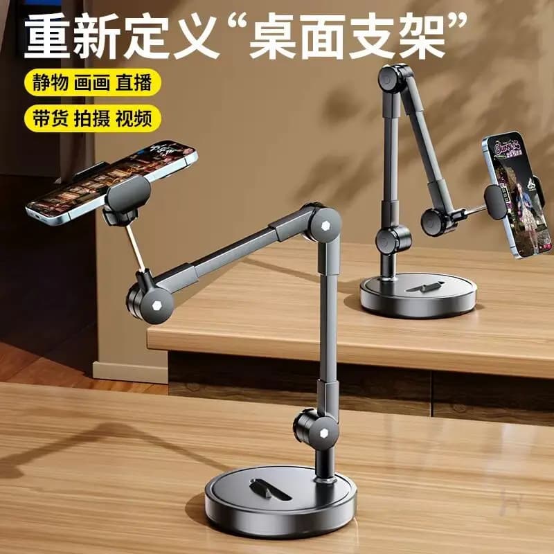 For Phone Holder Tripod with Fill Light Overhead Shooting Stand Desktop Selfie Stick for Live Streaming Vlog Food Video