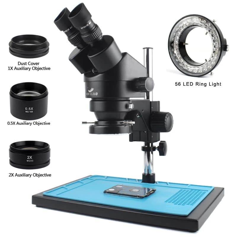 Ingrandimento microscopio stereo binoculare industriale 3,5x-90x + 56 luci LED regolabili Riparazione professionale di saldatura del telefono