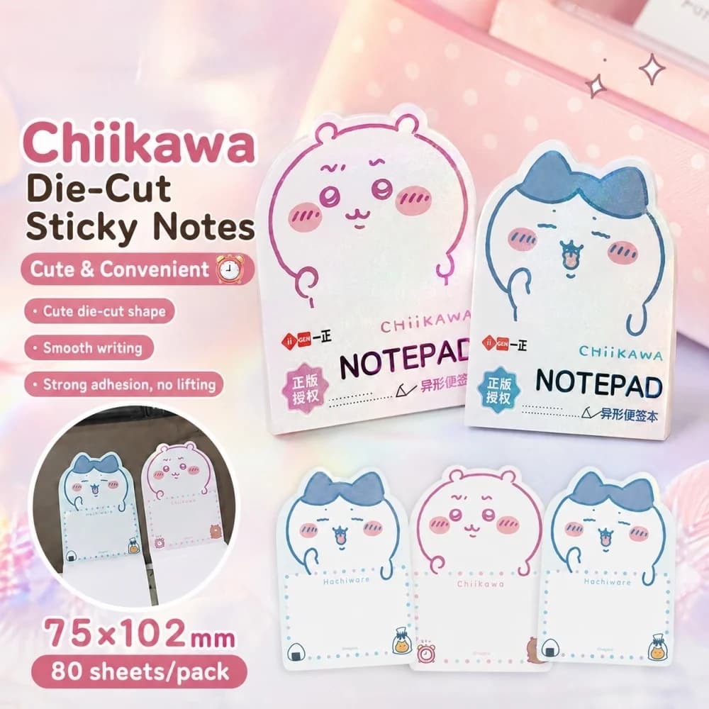 Genuine Chiikawa Usagi Hachiware Sticky Memo Pad Cute Die Cut Note Paper for Planner Notebook Desk Office Study Use Gifts