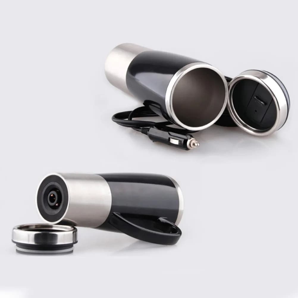 12V Premium Stainless Steel Auto Water Kettle 401-500Ml Car Electric Kettle with Excellent Heat Insulation Quick Heating Plug
