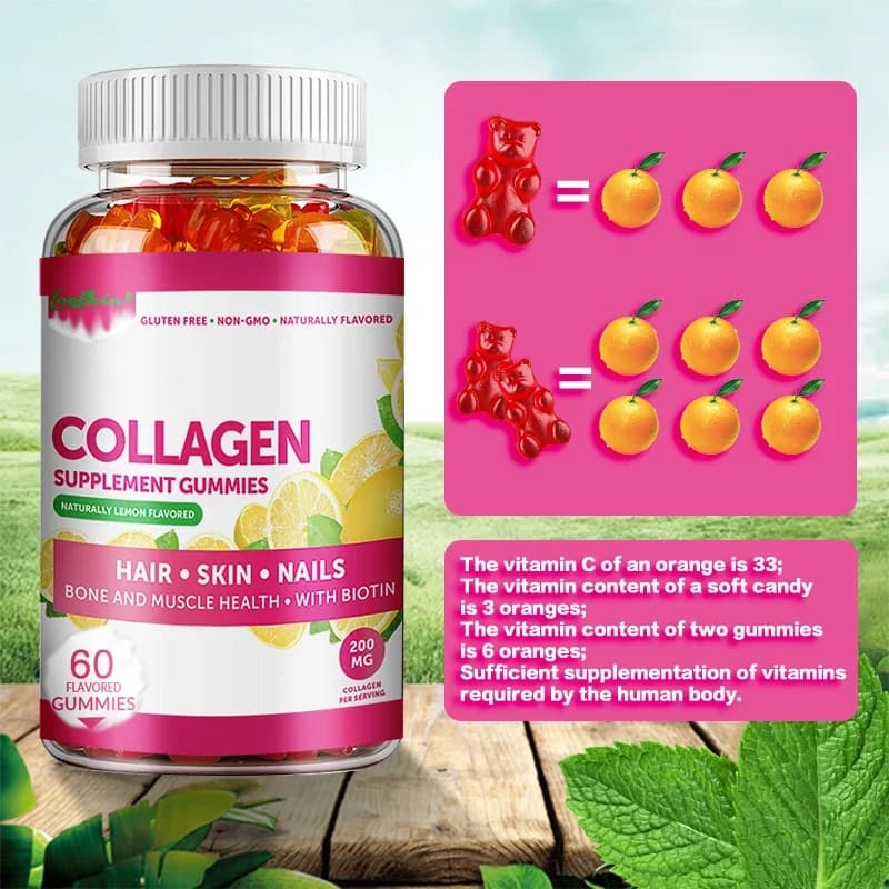 Caramelle gommose al collagene - Aiutano a mantenere una pelle sana, illuminano il tono della pelle, rinvigoriscono l'idratazione, favoriscono un invecchiamento sano e aumentano l'energia cellulare
