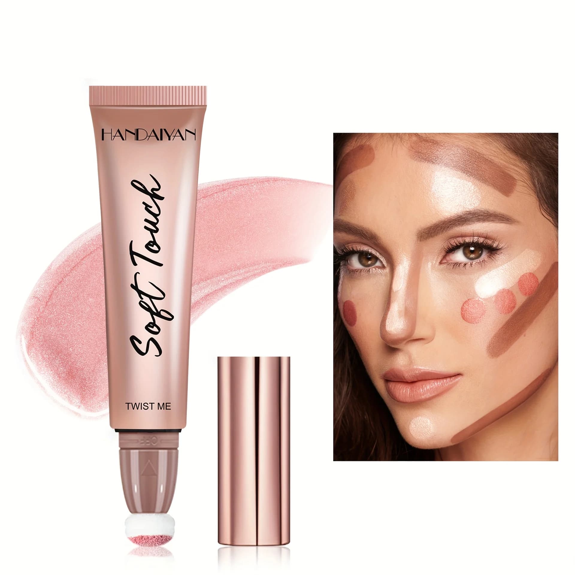 Blush opachi a 6 colori, rossore naturale, evidenziatore, illuminante, fard liquido luccicante fine
